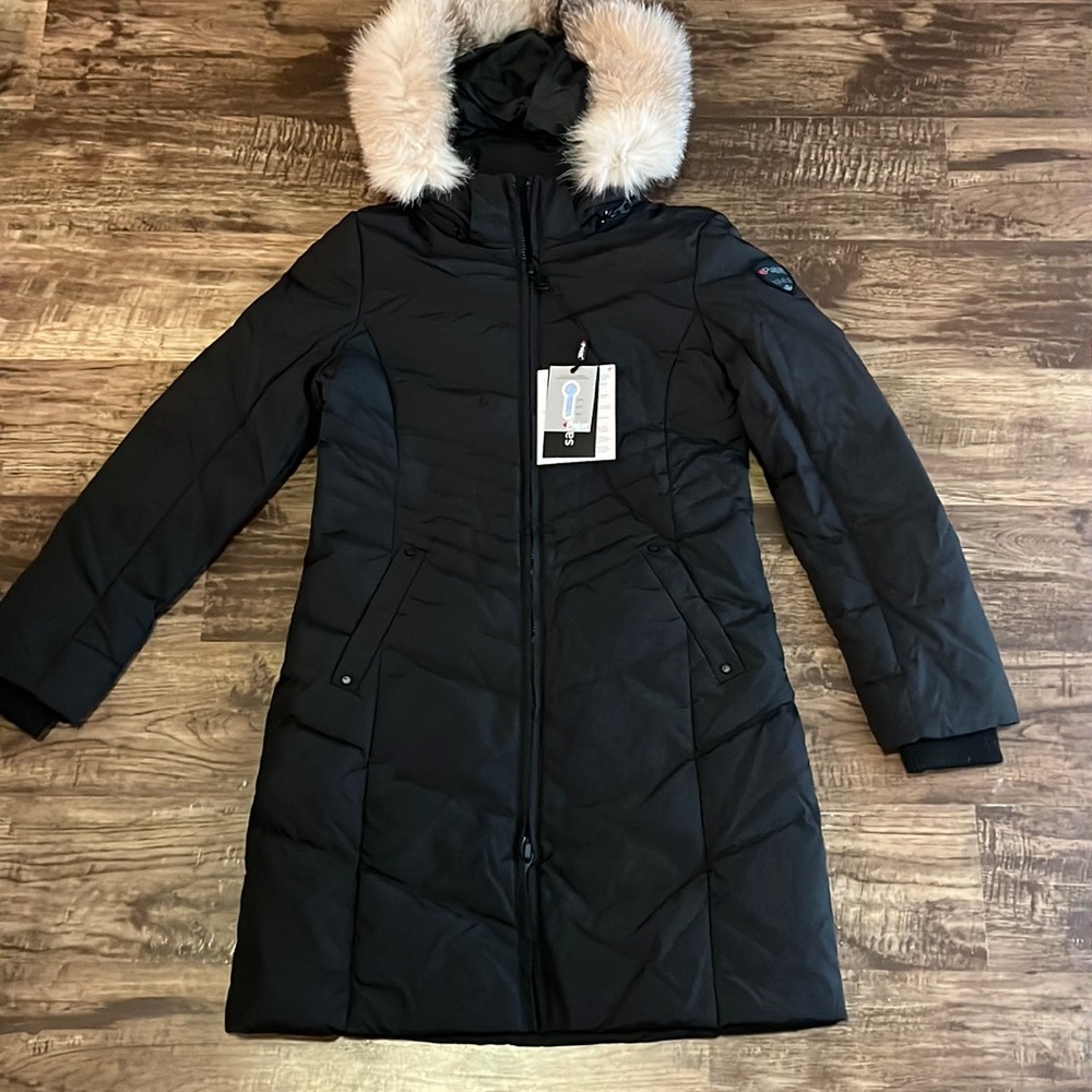 PAJAR Girls Faux Fur Quilted Puffer Hooded Coat